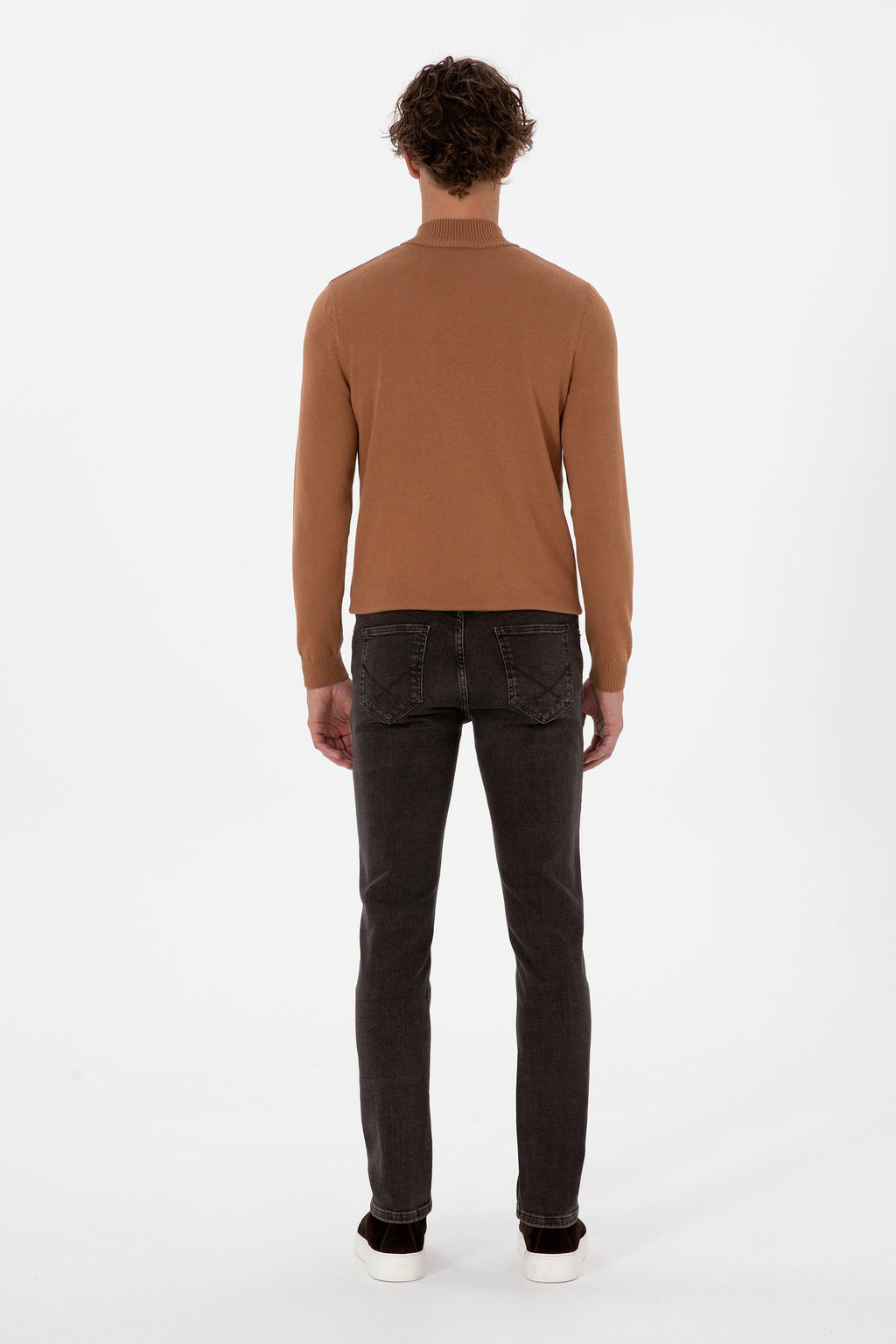 Джинсы коричневые slim fit из хлопка