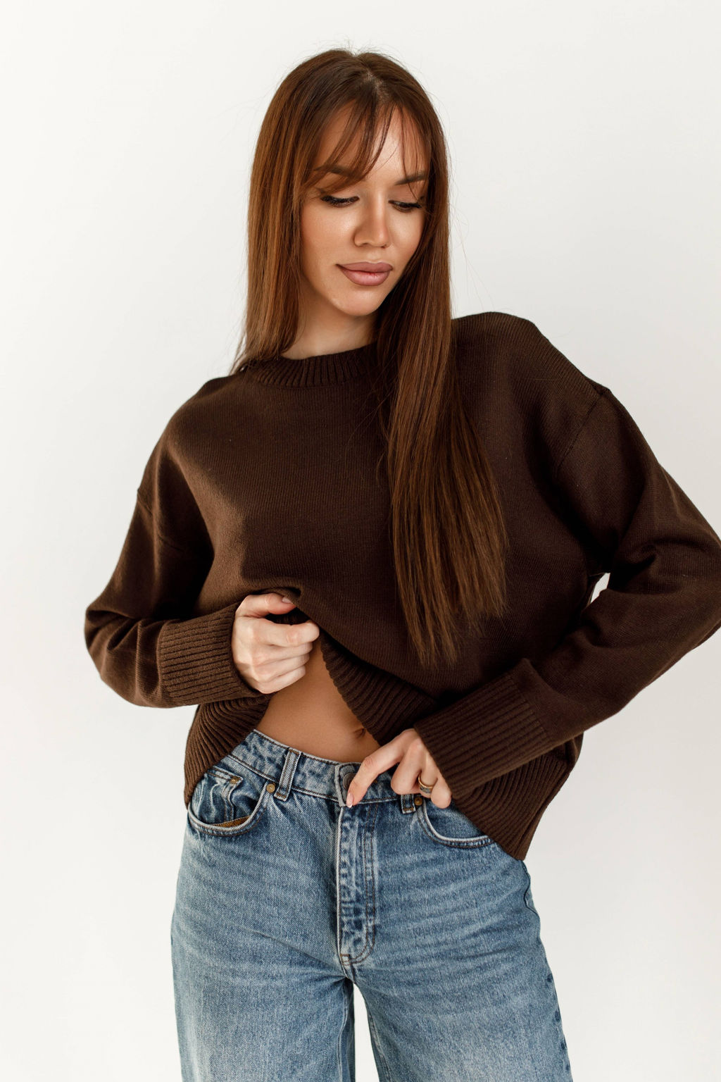 4103 ТЕМНО-БЕЖЕВЫЙ СВИТЕР - Karolina фото 5