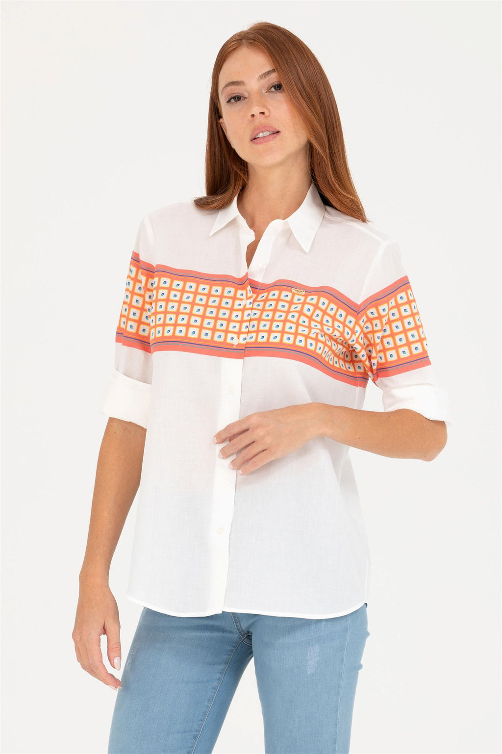 Женская рубашка лососевого цвета с длинным рукавом Неожиданная скидка в корзине - U.s. polo assn фото 3