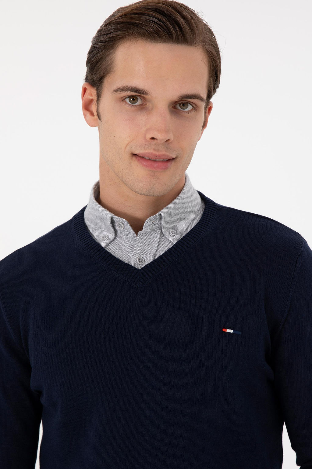 Erkek Slim Fit V Yaka Lacivert Basic Kazak - U.s. polo assn фото 2