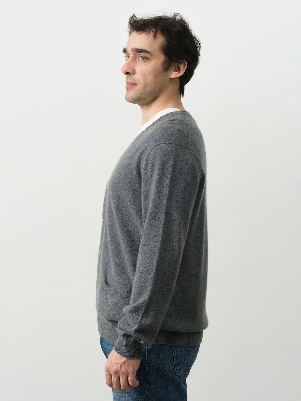 Кардиган из кашемира мужской KM021269-E серый