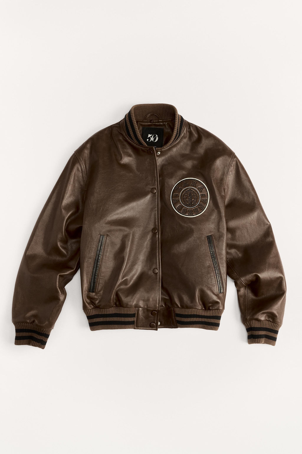 VARSITY 50TH ANNIVERSARY LEATHER BOMBER JACKET - Zara фото 4