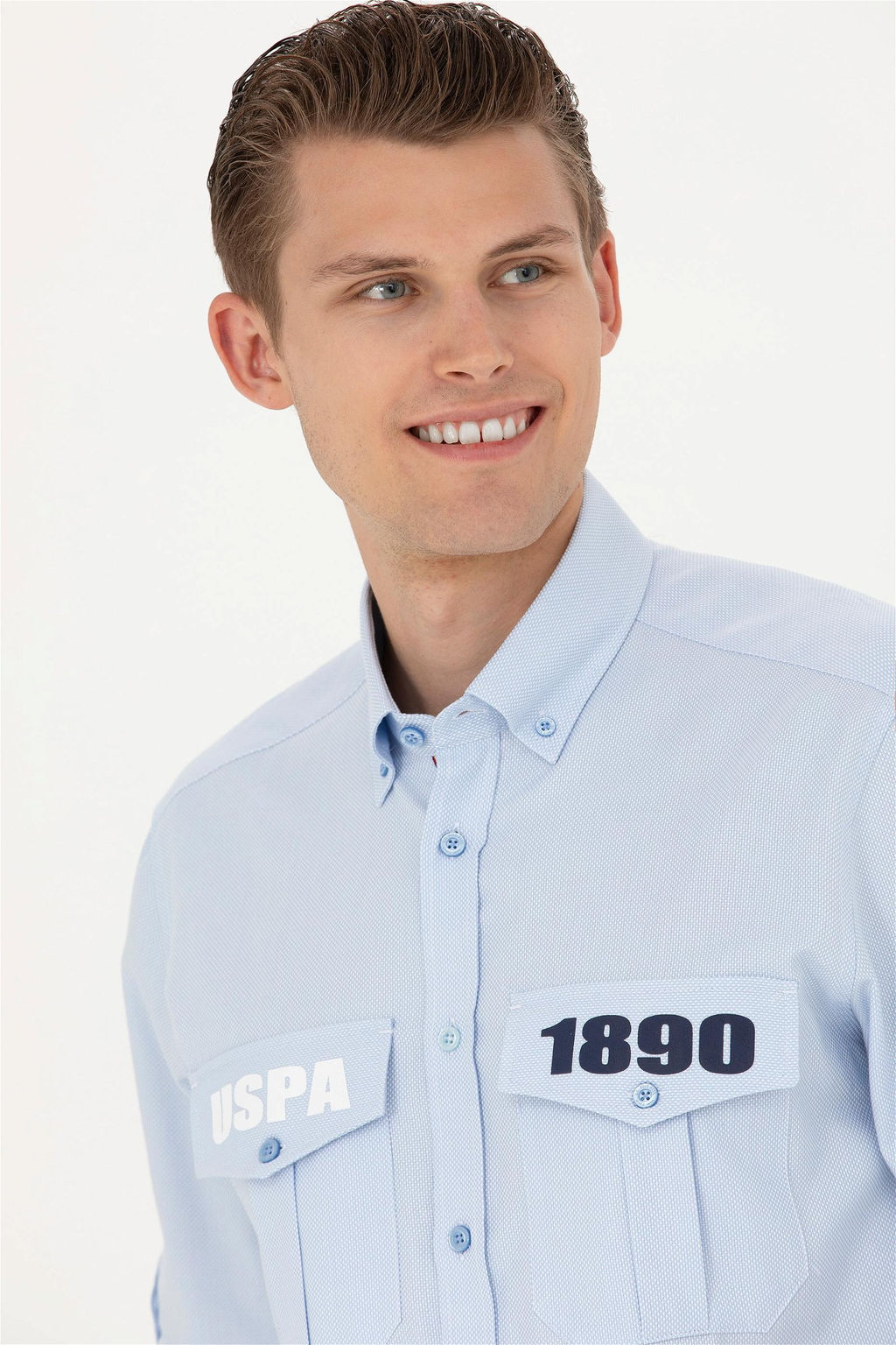 Мужская синяя рубашка с длинным рукавом - U.s. polo assn фото 2