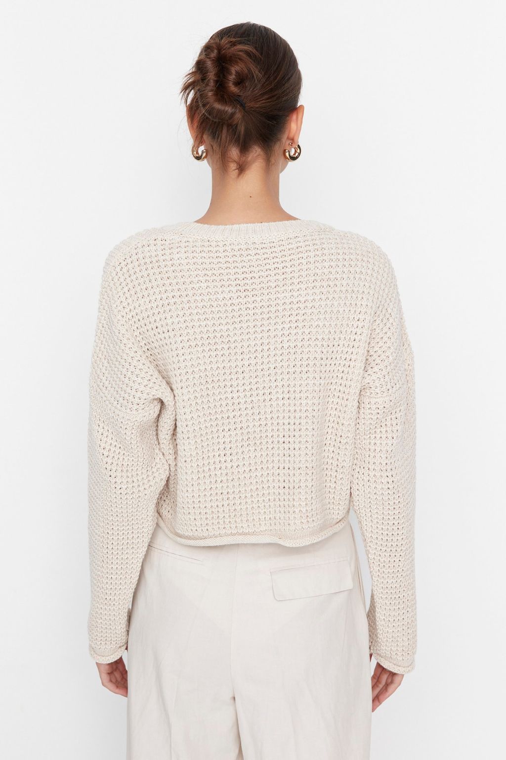 Tas Crop Genis Kal?p Triko Kazak TWOAW23KZ01193