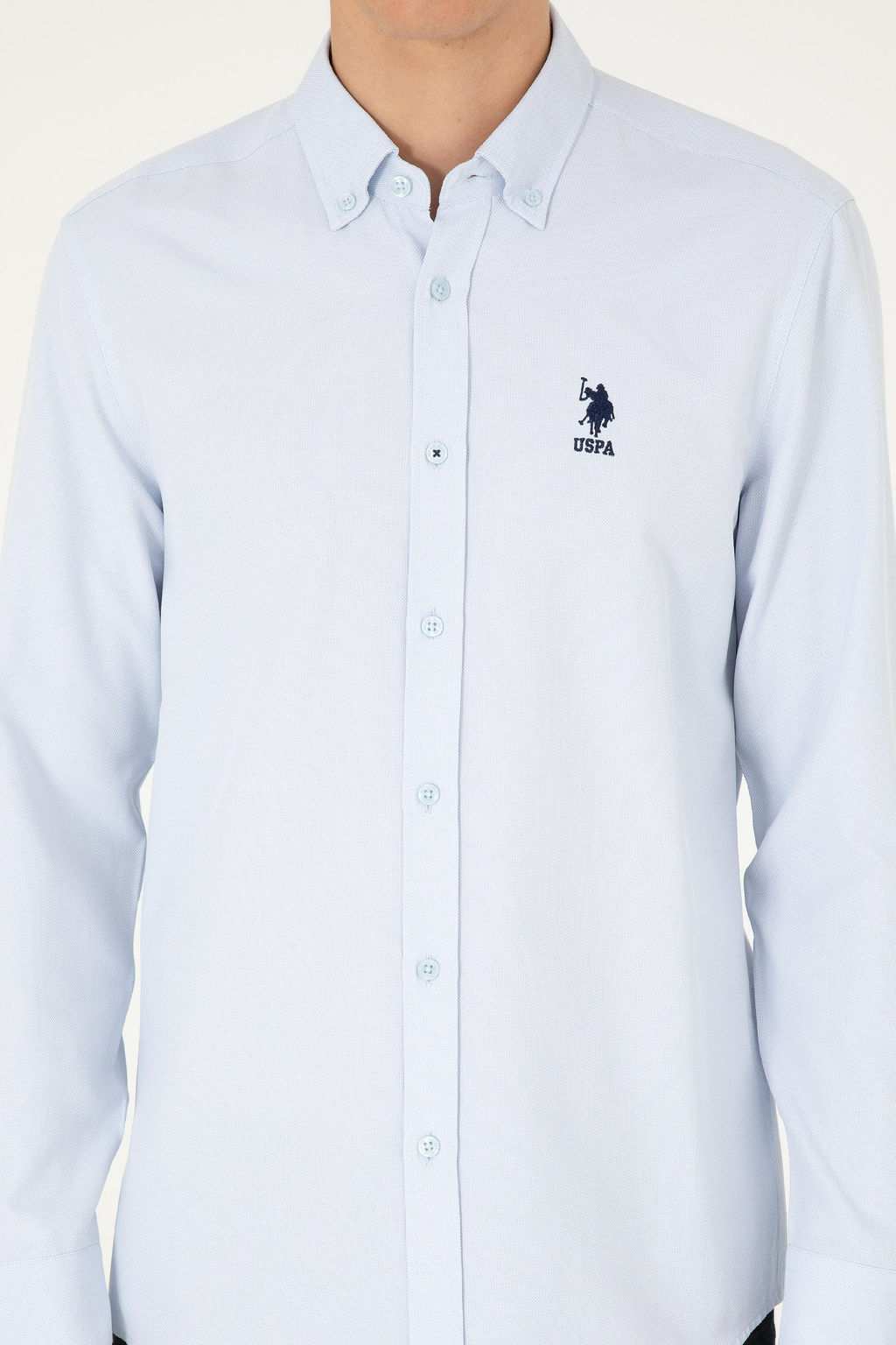 Мужская голубая базовая рубашка с длинным рукавом - U.s. polo assn фото 6