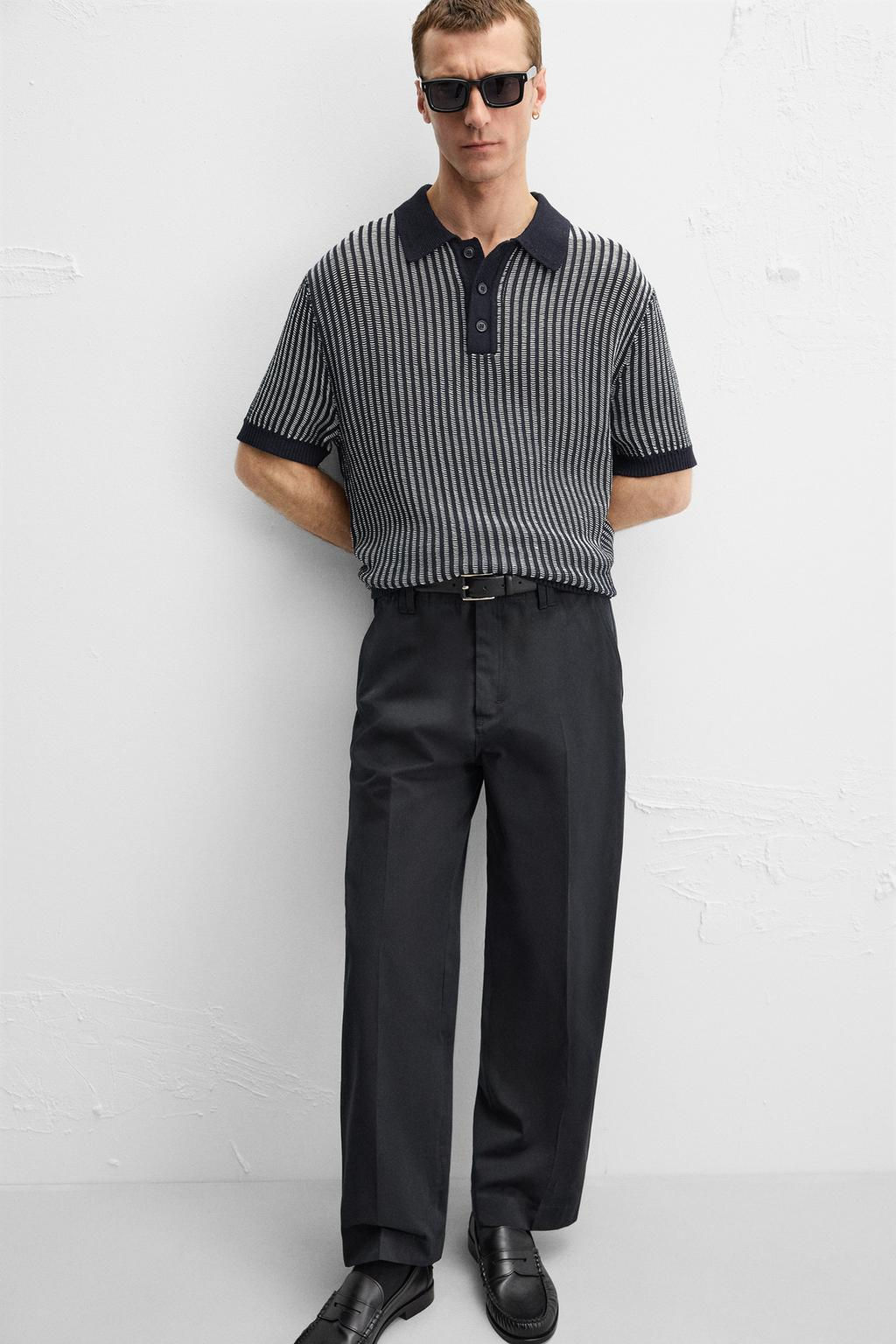 CONTRASTING RIBBED KNIT POLO SHIRT - Zara фото 6