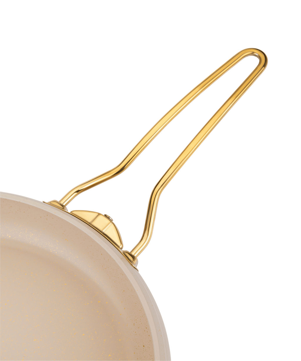 Сковорода с крышкой 28х7 см (3,5 л) с АПП, цвет: кремовый/золотой, арт. 5051-CRM/GD-28 - D.L.K. фото 2
