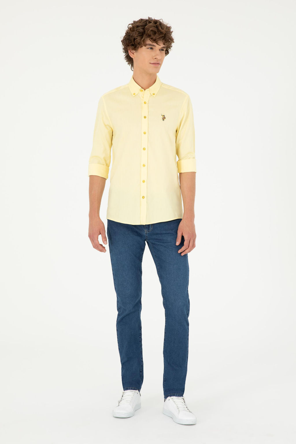 Мужская желтая базовая рубашка с длинным рукавом Неожиданная скидка в корзине - U.s. polo assn фото 4