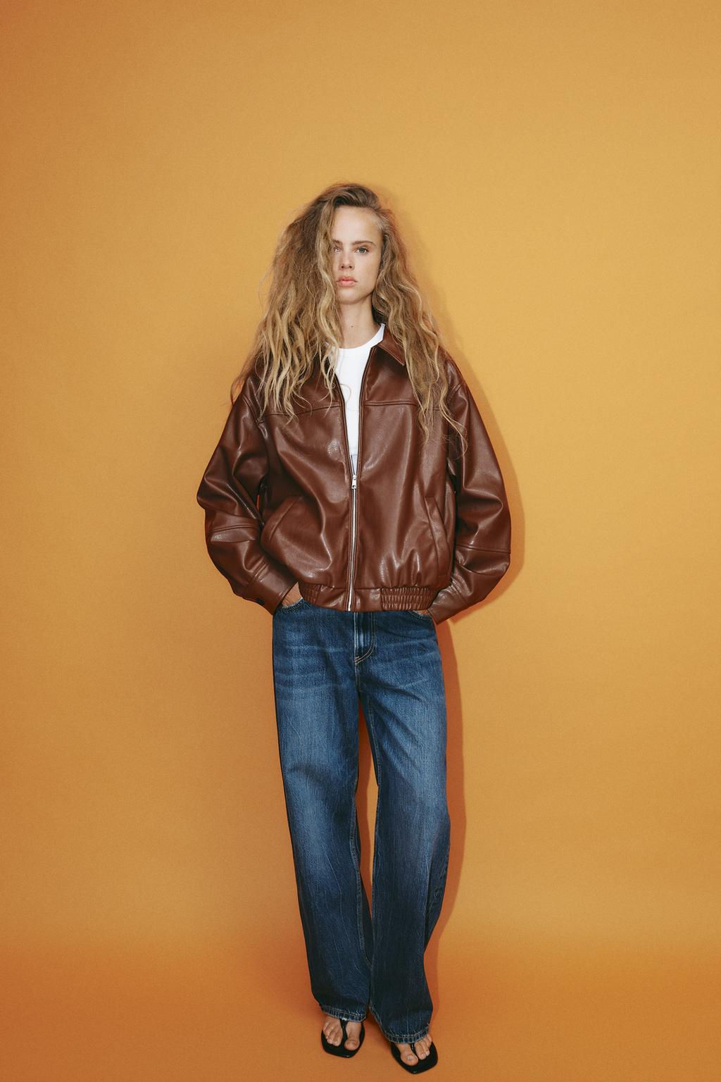 LEATHER EFFECT BOMBER JACKET - Zara фото 2