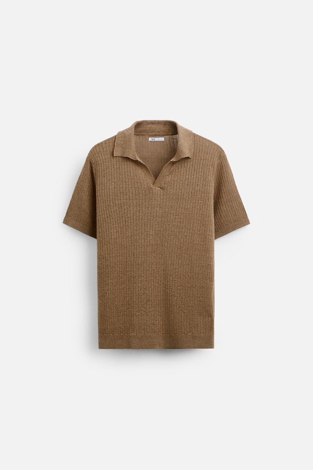 LINEN - VISCOSE KNIT POLO SHIRT - Zara фото 2