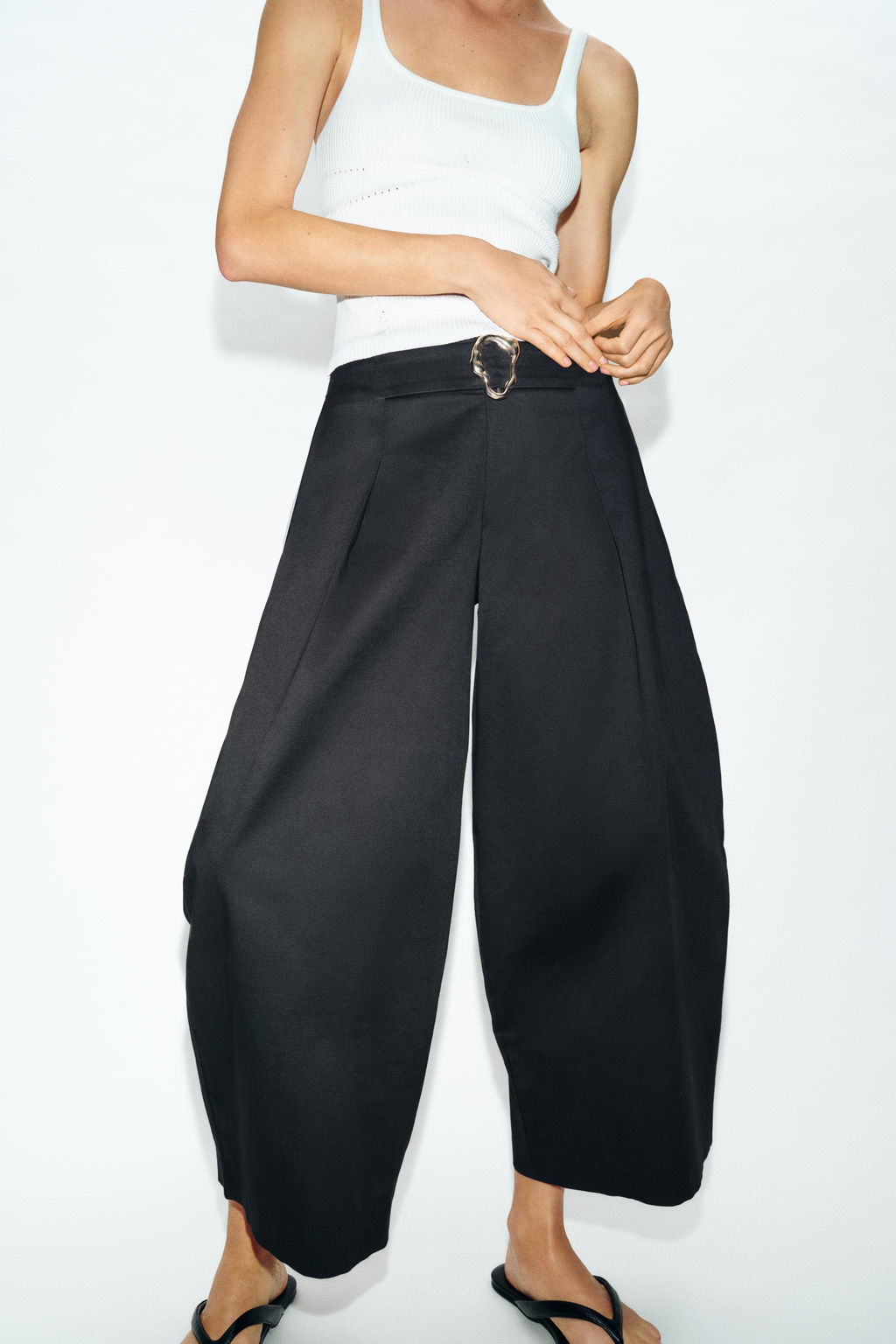 PANTAL?N BARREL HEBILLA / Negro - Zara фото 2