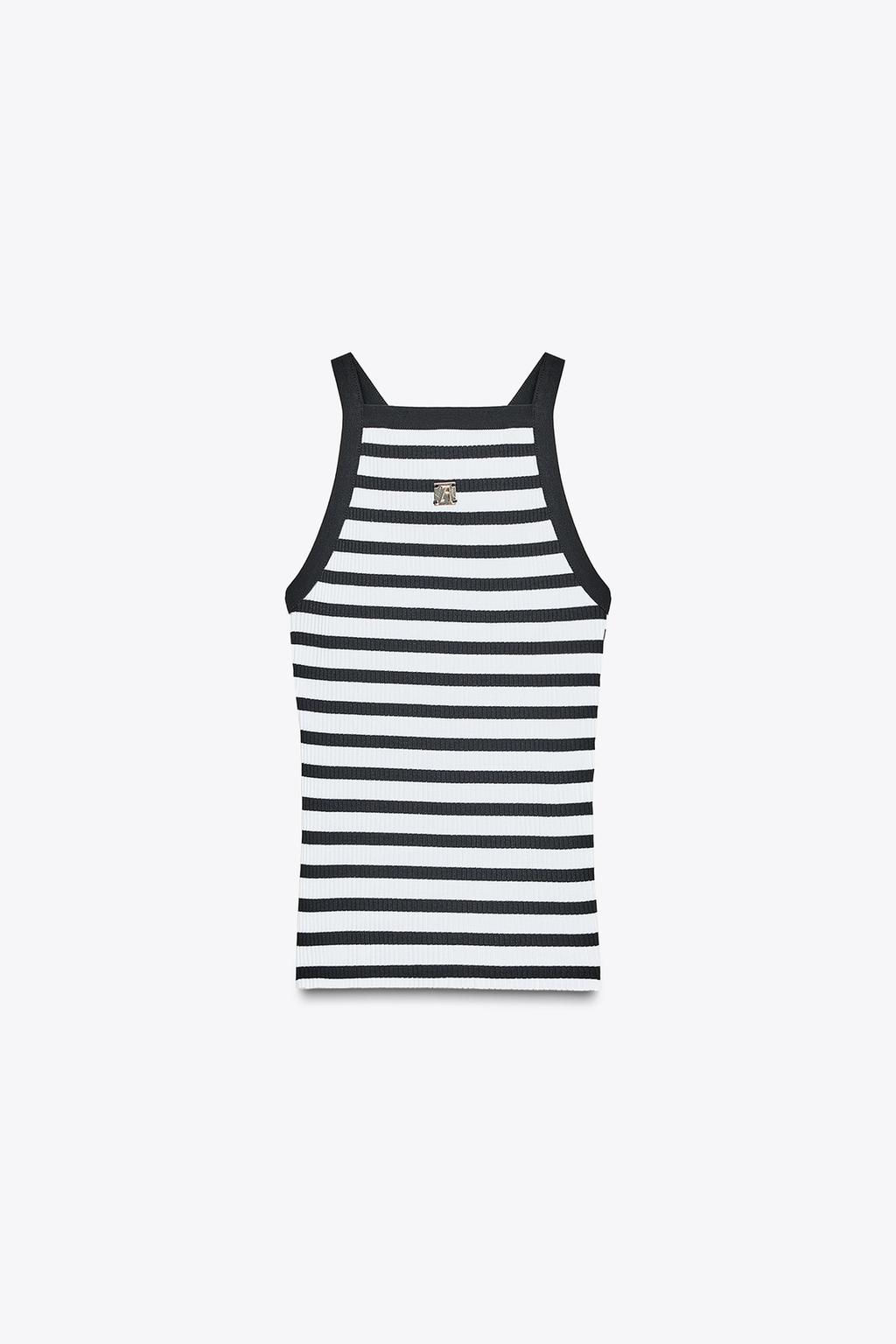 ZARA STRIPED BROOCH TOP  фото 5