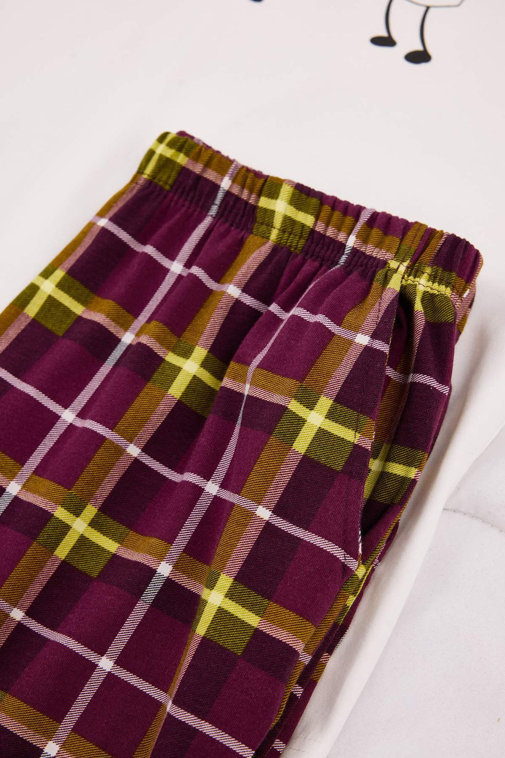 Beyaz Regular Kesim K?sa Kollu Pamuklu Ekose Breakfast Bask?l? Pijama Tak?m? TMNSS26PT00006 - Trendyolmilla фото 2