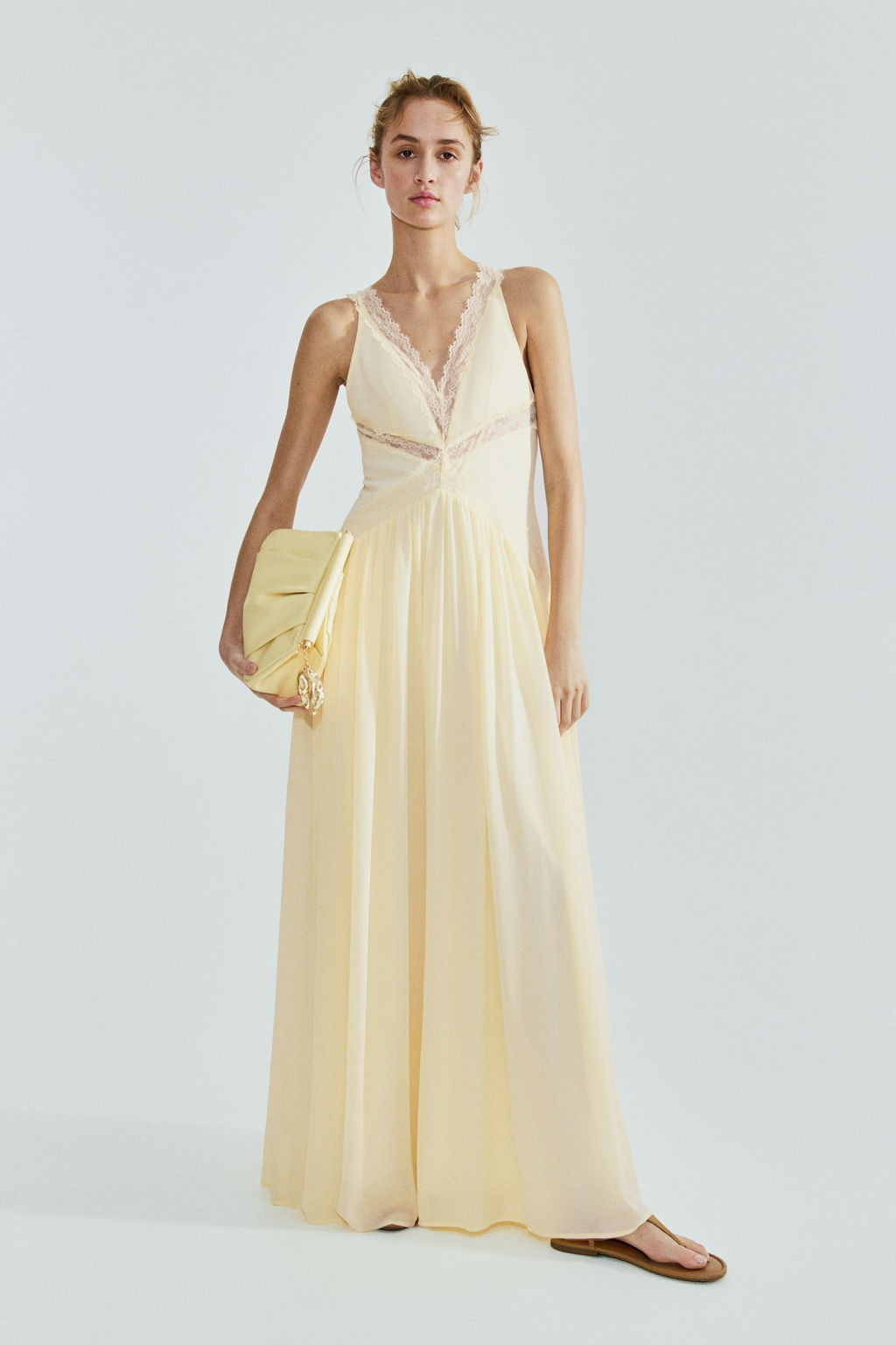 Vestido de gasa con inserciones de encaje - H&m фото 4