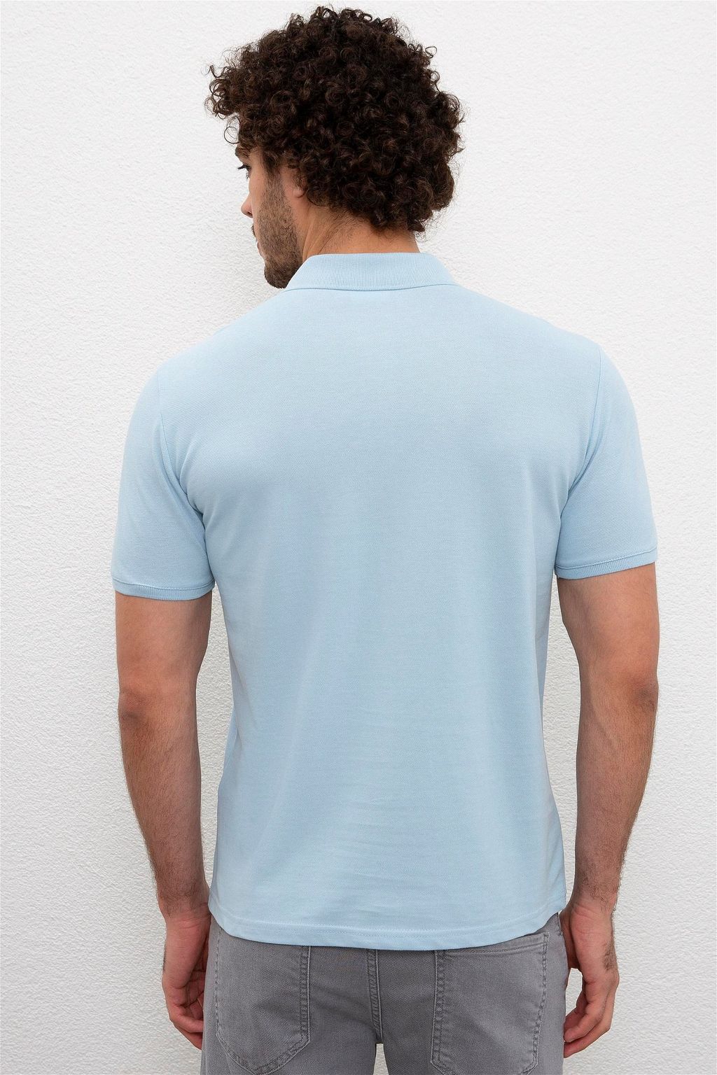 -67% Мужская открытая футболка с воротником поло цвета индиго Basic