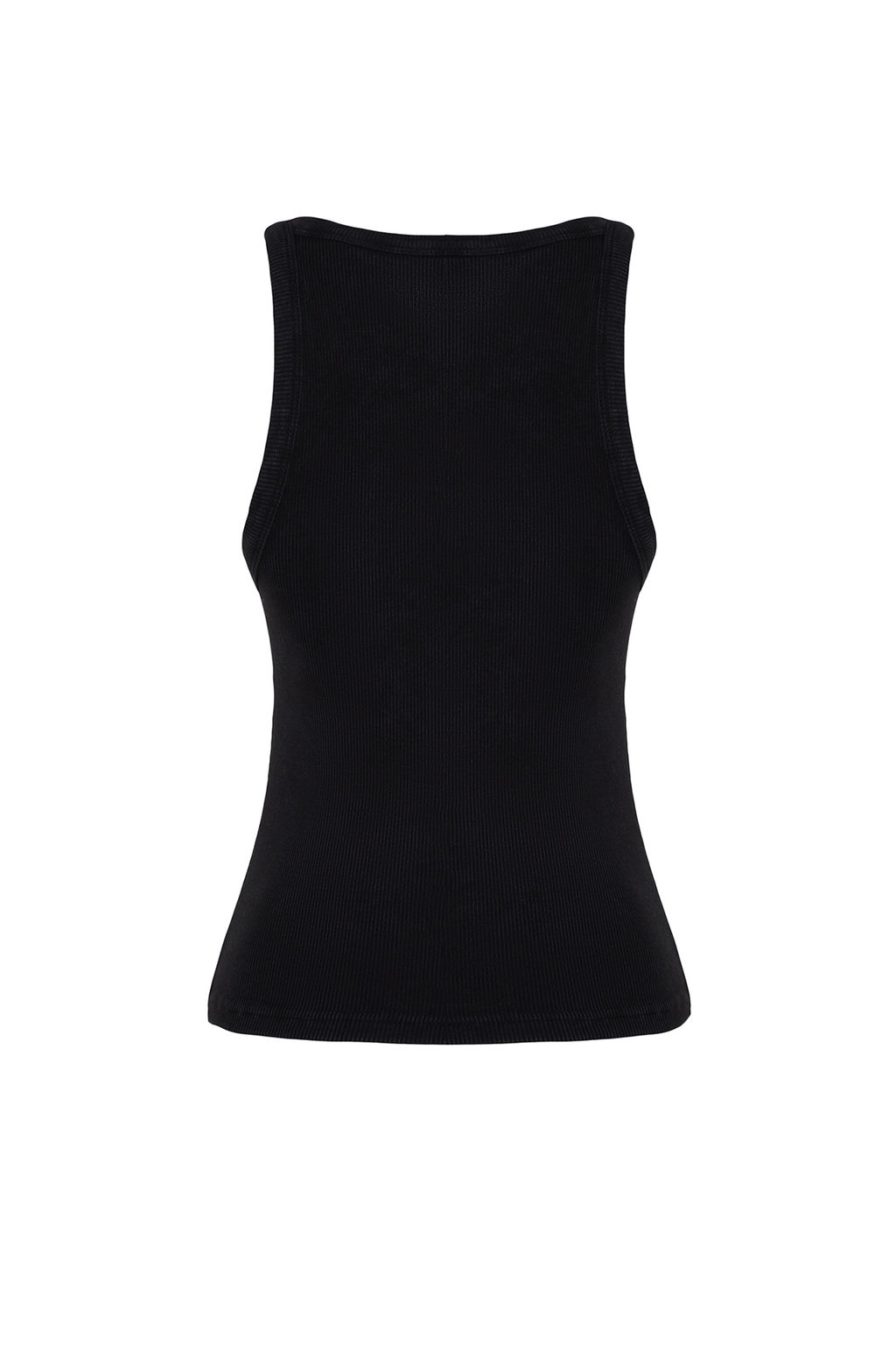 Antrasit Soluk Efektli Vucuda Oturan Halter Yaka Fitilli Pamuklu Esnek Orme Atlet TWOSS24AL00002