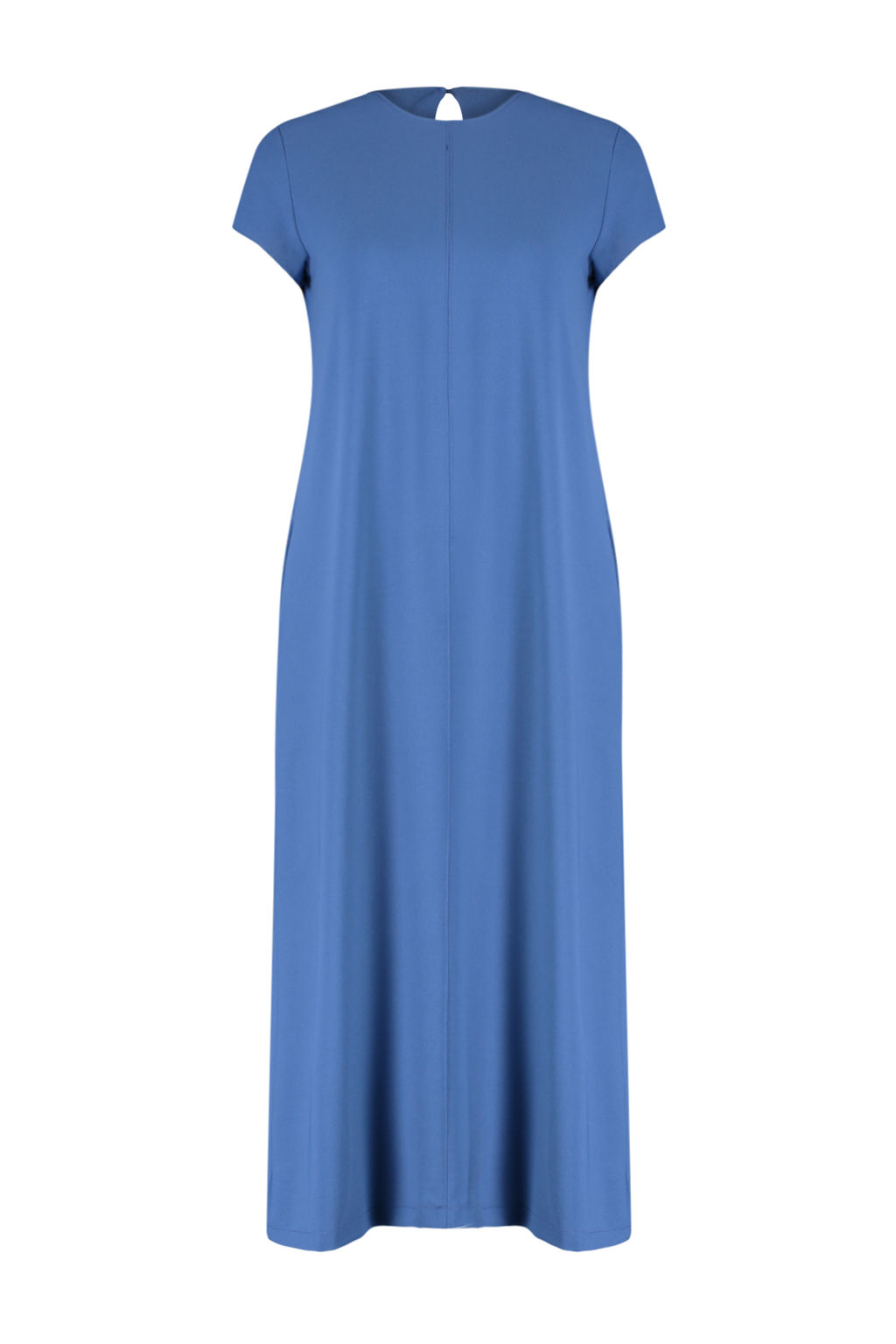 Mavi Duz Kesim Bisiklet Yaka Cep Detayl? Aerobin Midi Dokuma Elbise TWOSS24EL00670 - Trendyolmilla фото 7