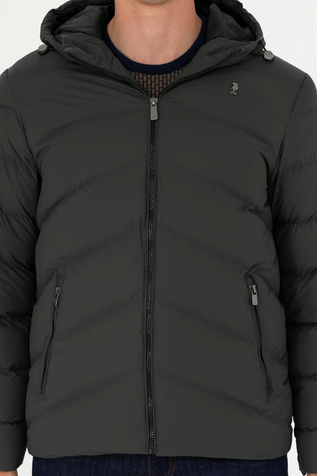 Мужская кожаная куртка цвета хаки Неожиданная скидка в корзине - U.s. polo assn фото 6