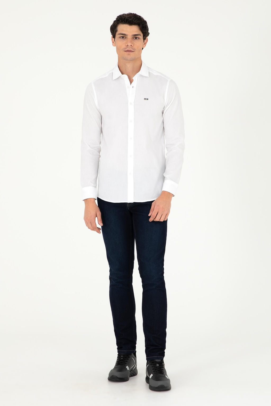 Мужская белая базовая рубашка с длинным рукавом - U.s. polo assn фото 4