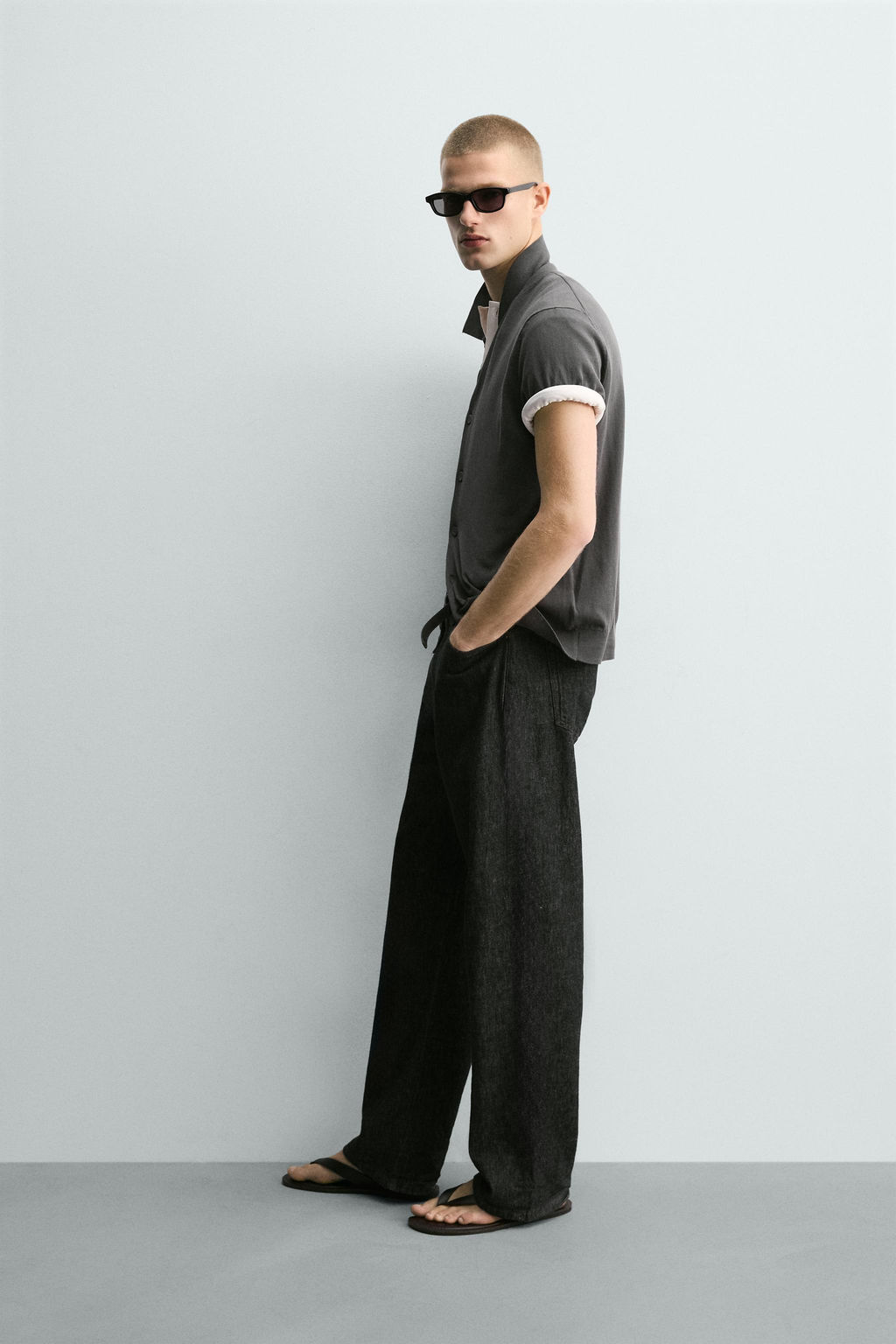 CAMISA PUNTO ALGOD?N / Gris oscuro - Zara фото 4