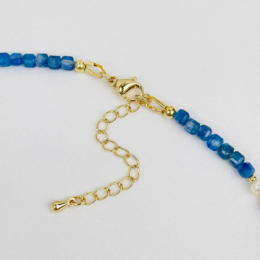 Колье из Кианита и Жемчуга (градиент)