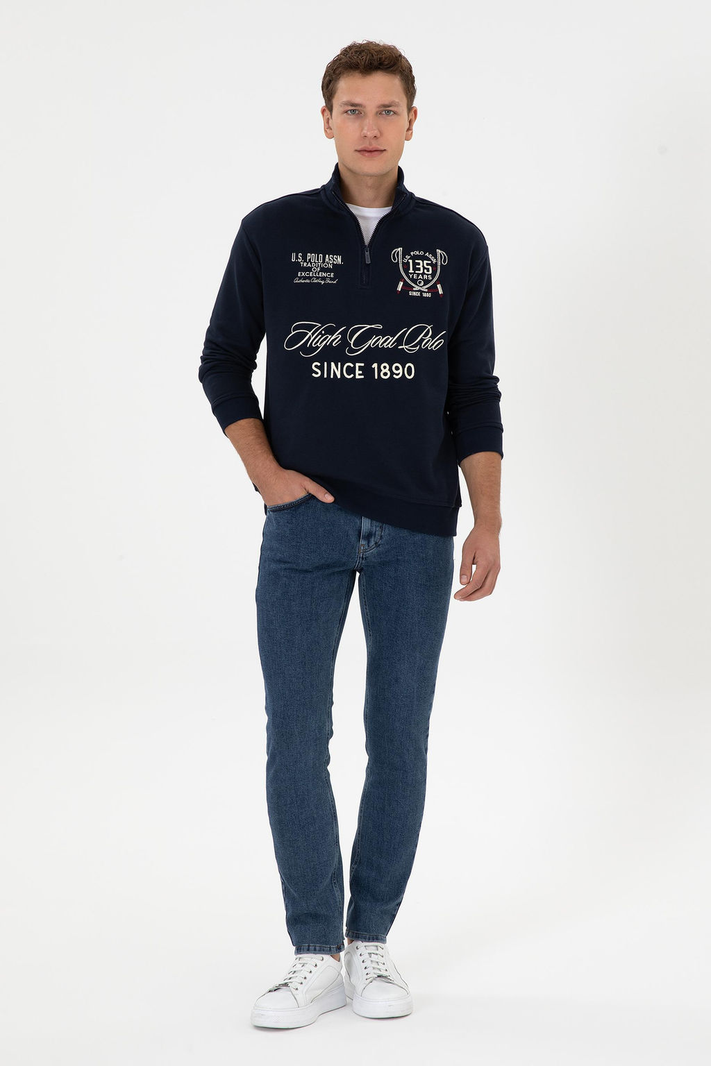 Erkek Comfort Fit Yar_m Fermuarl_ Lacivert Sweatshirt - U.s. polo assn фото 4