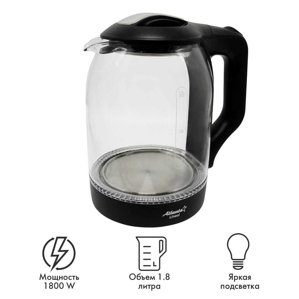 Чайник стеклянный электрический 1,8л АТН-2466 - Полимербыт фото 4