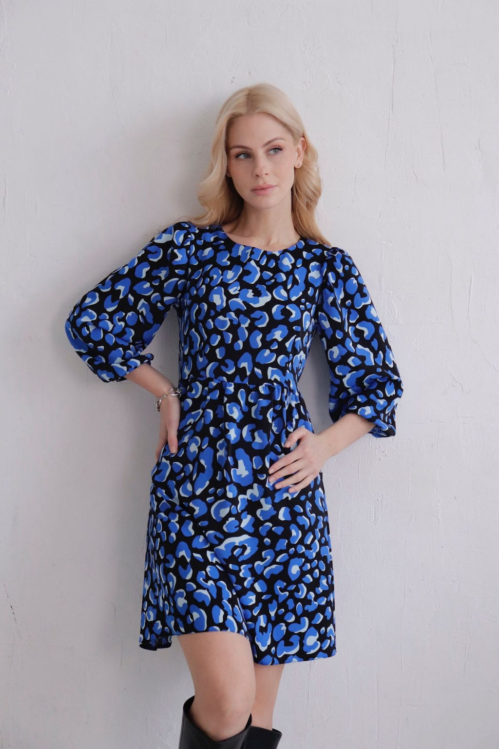 Платье чёрно-синее с присборенной юбкой - Martichelli фото 3