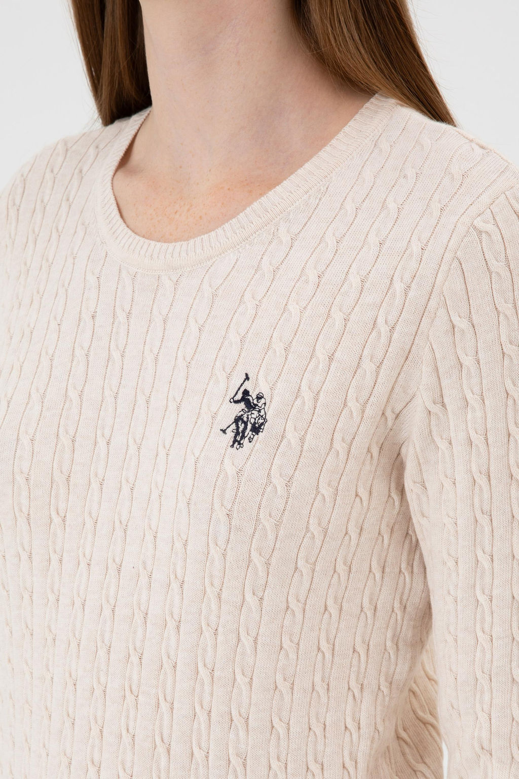 Kad_n Krem Melanj Bisiklet Yaka Basic Kazak Sepette S_rpriz _ndirim - U.s. polo assn фото 7