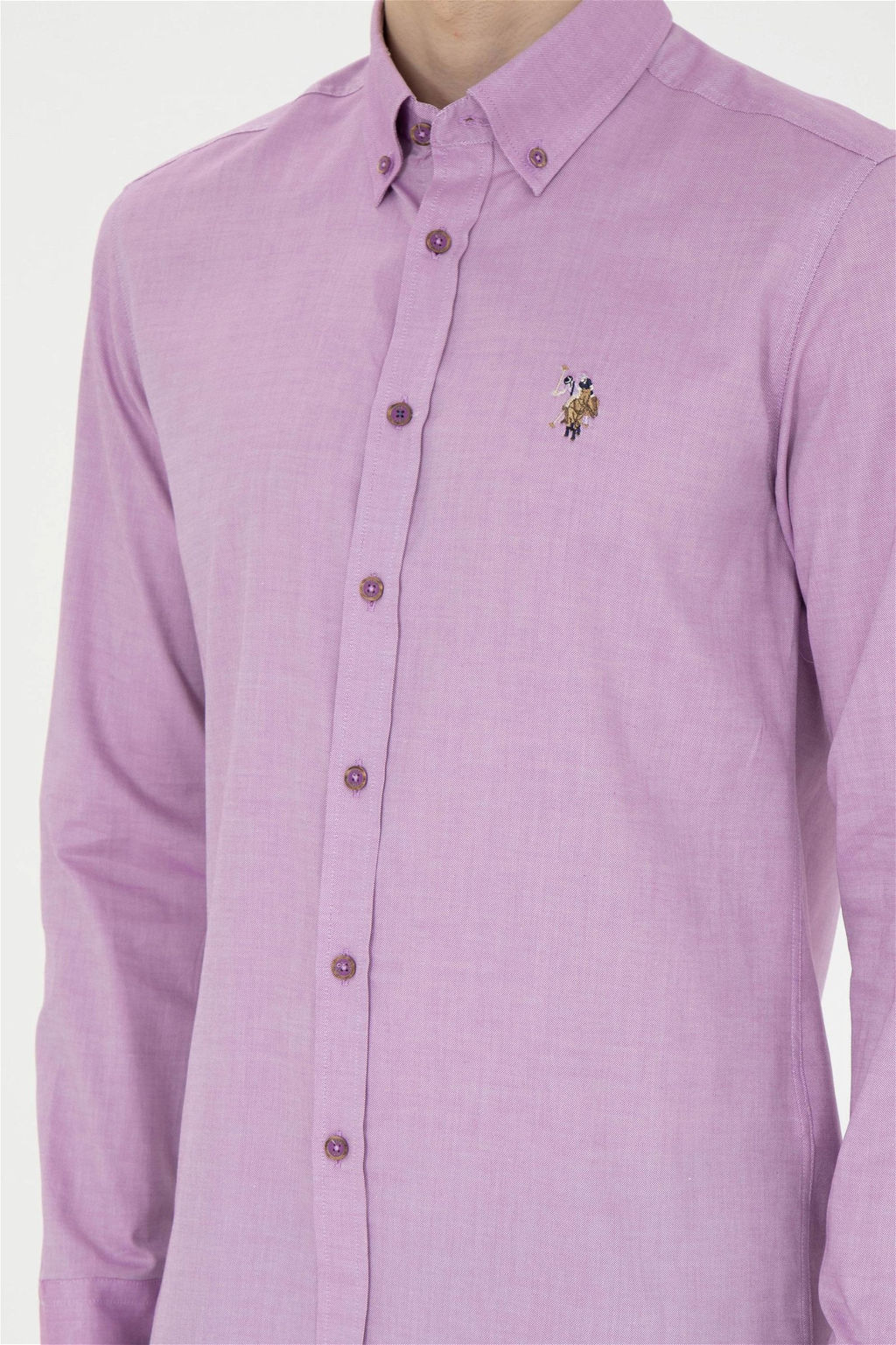 U. S. Polo Assn / Мужская фиолетовая базовая рубашка с длинным рукавом - U.s. polo assn фото 6