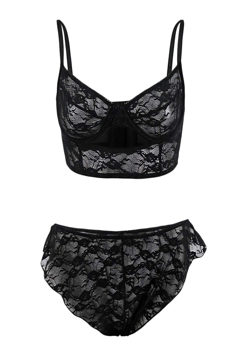 Siyah Dantel Kaps?z Ic Camas?r? Tak?m? THMSS26CC00003 - Trendyolmilla фото 2