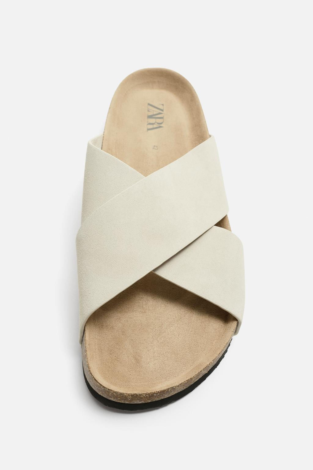 CROSS-STRAP LEATHER SANDALS - Zara фото 3