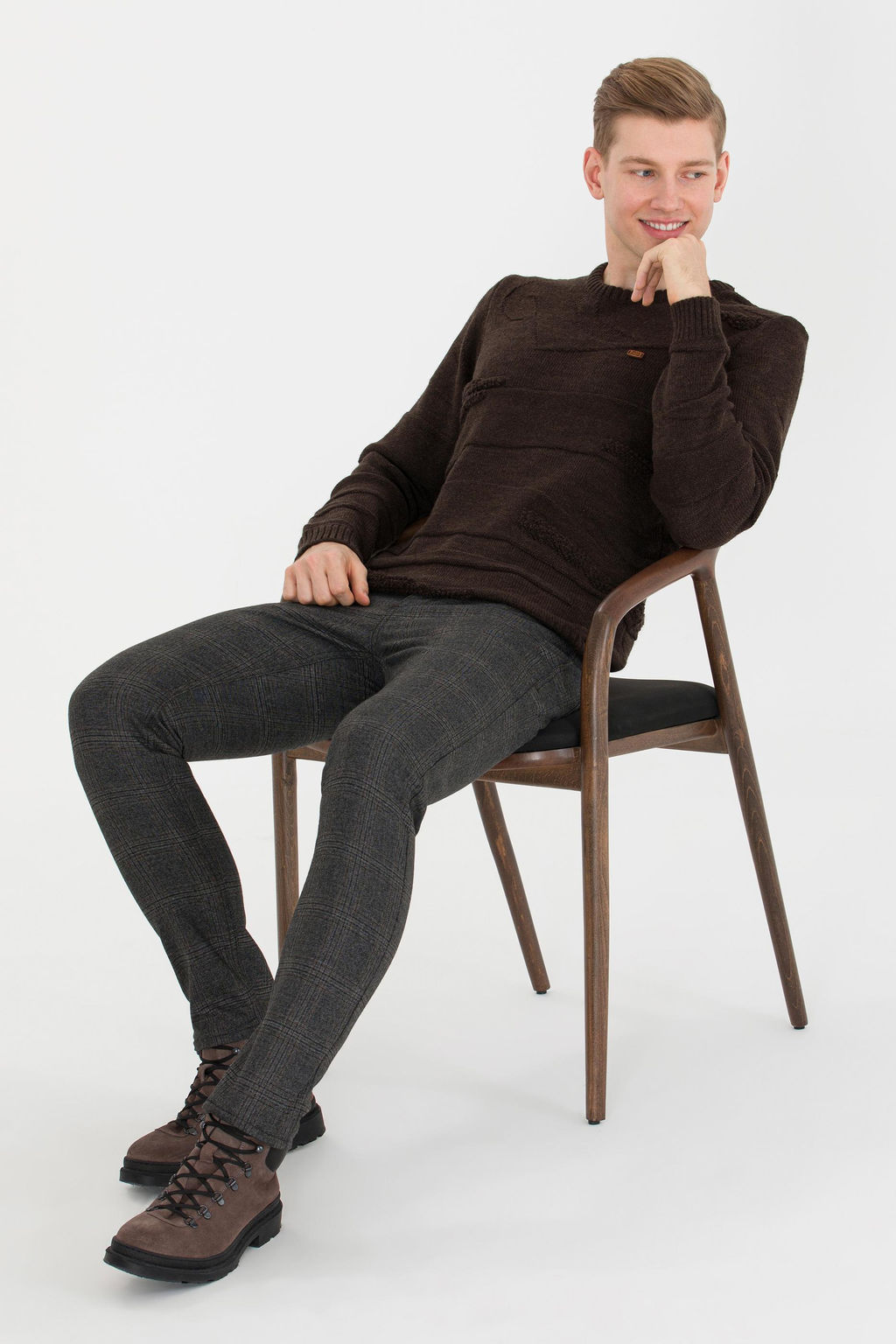 U. S. Polo Assn Мужской вязаный свитер кокосового цвета с круглым вырезом - U.s. polo assn фото 2