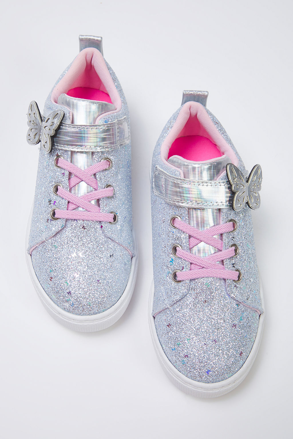 Trendyol Shoes Gri Kelebek Detayl? Simli C?rt Bantl? Ve Bagc?kl? K?z Cocuk Kids Spor Ayakkab? TAKSS25SN00051 - Trendyolmilla фото 2