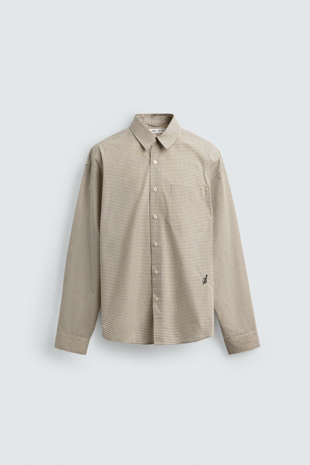 CAMISA CUADROS BORDADO / Crudo - Zara фото 6