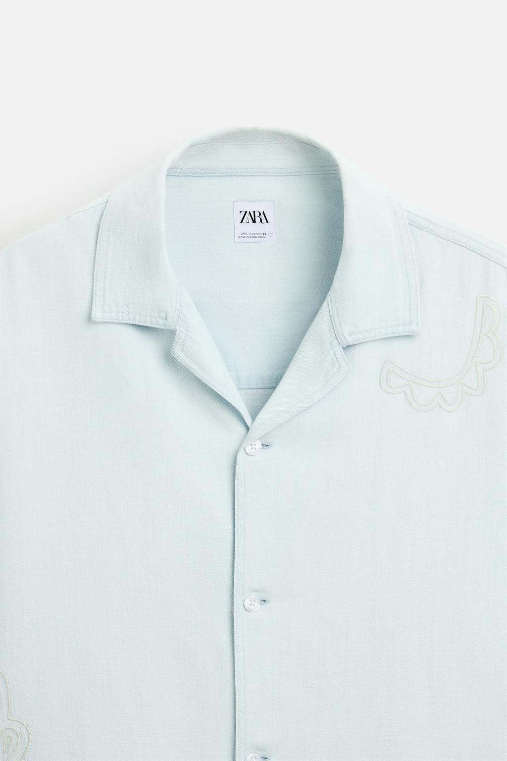 SHIRT WITH FLORAL EMBROIDERY - Zara фото 9