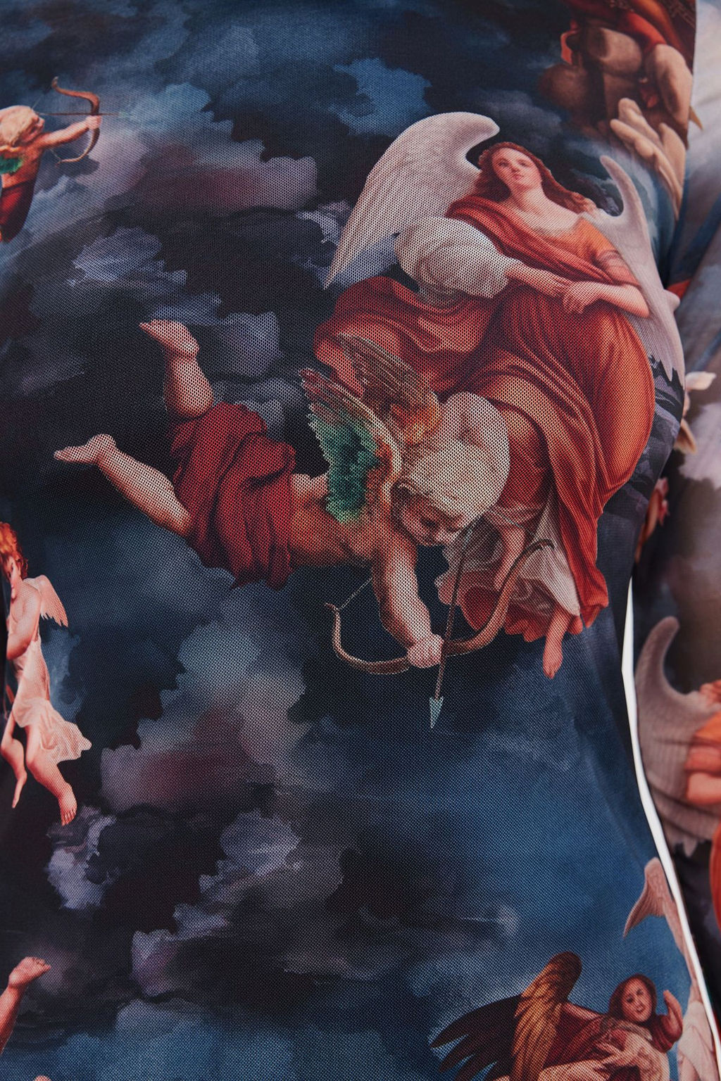 TRENDYOLMILLA Cok Renkli Bisiklet Yaka Bask?l? Astarl? Vucuda Oturan Tul Midi Orme Orme Elbise TWOAW24EL00605 фото 4