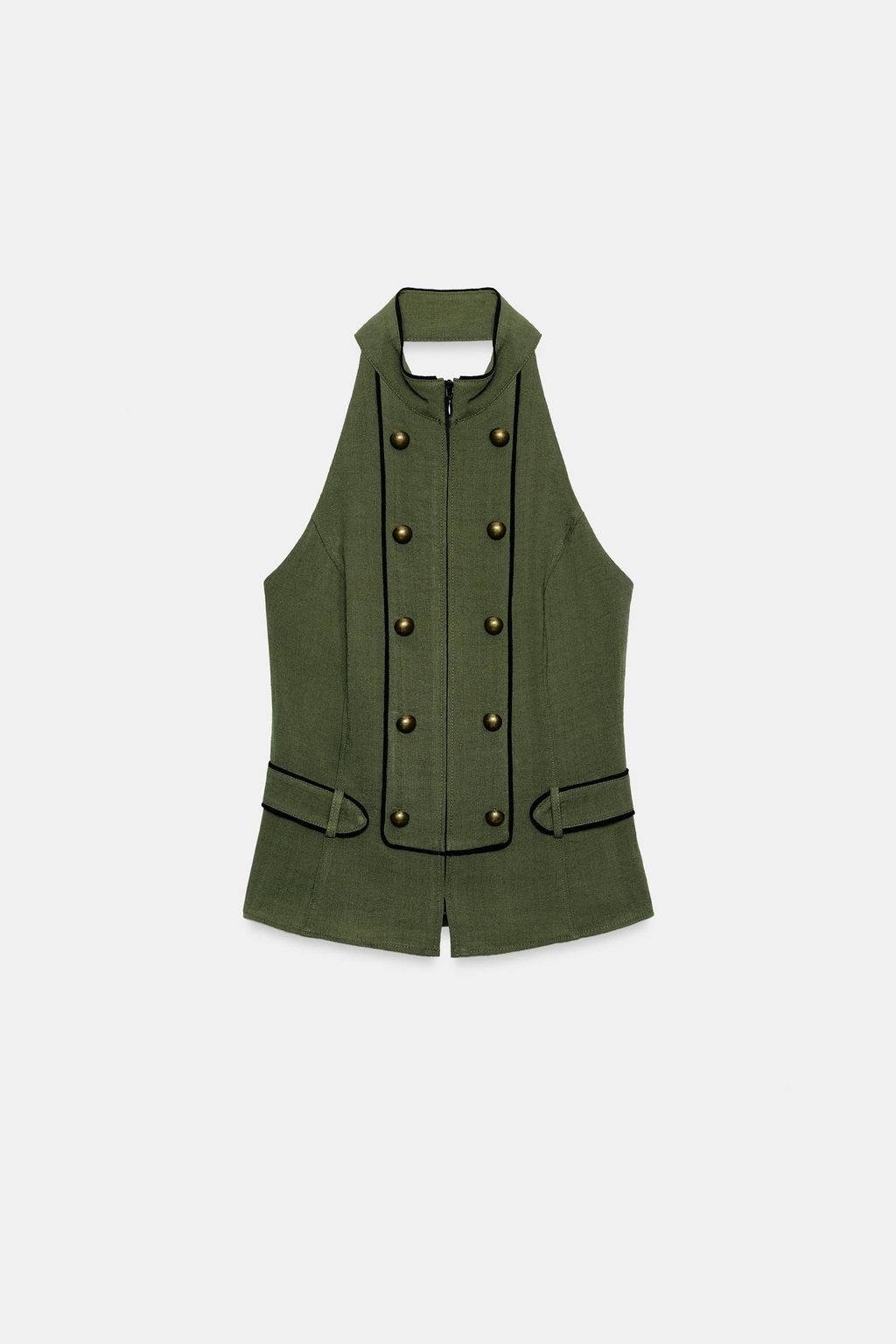CUERPO HALTER BOTONES ESPALDA DESCUBIERTA / Khaki oscuro - Zara фото 6