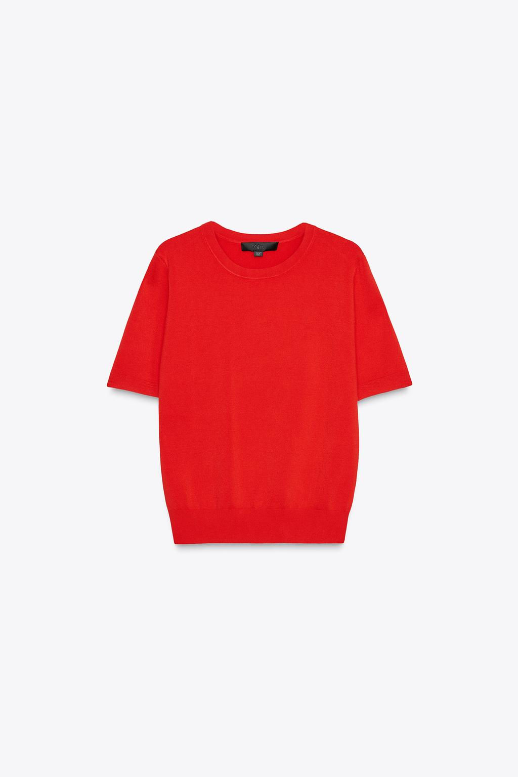 BASIC PLAIN KNIT SHORT SLEEVE TOP - Zara фото 43