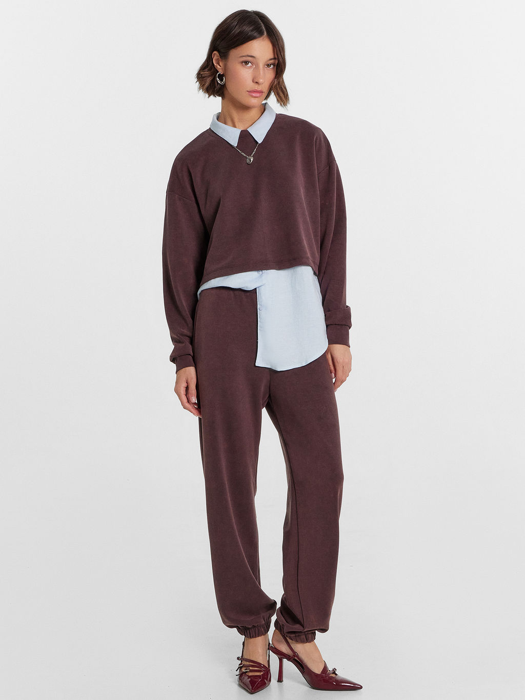 Комплект женский (джемпер, брюки) шоколадный с дизайнерским принтом шоколадная варка 192543