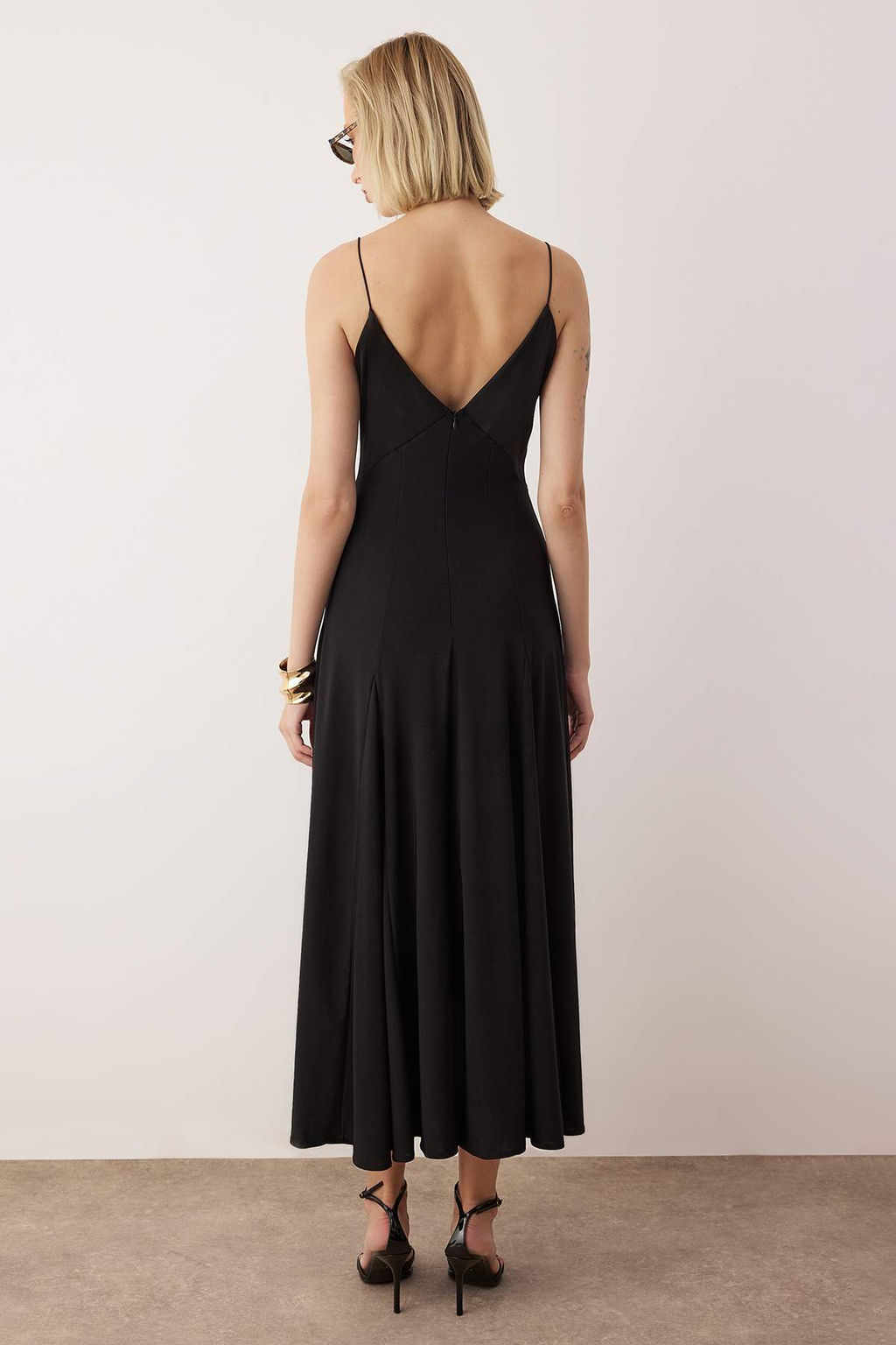 Siyah Orme Saten Detayl? Maxi Astars?z S?k/Gece Elbise TPRAW26EL00115 - Trendyolmilla фото 4