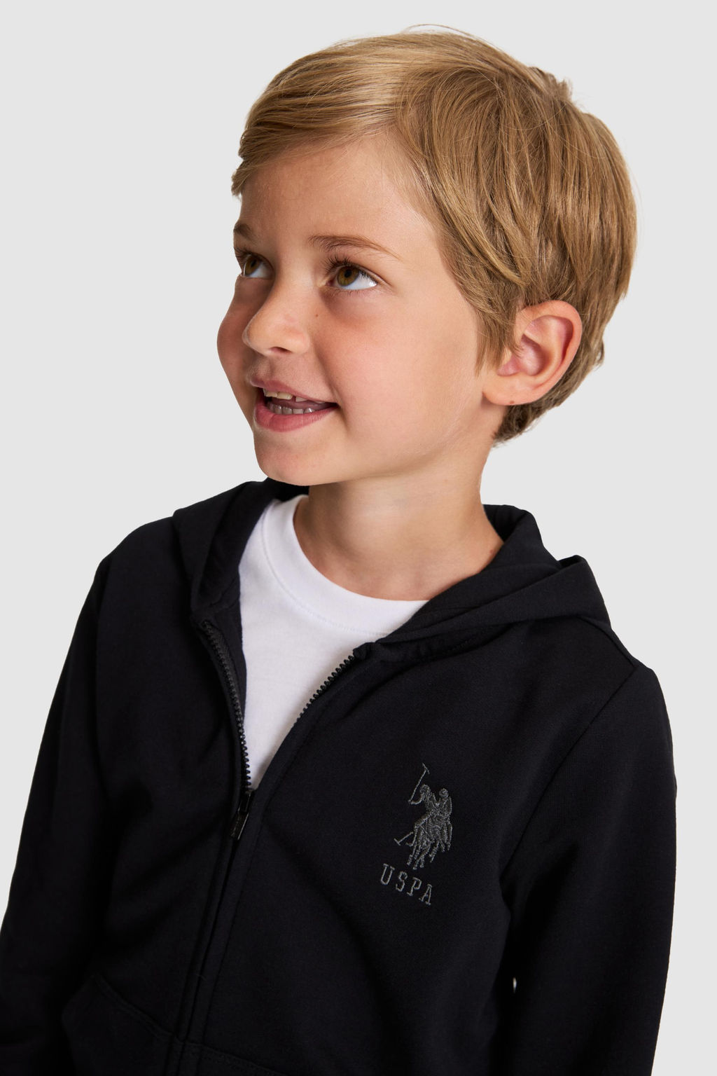 Erkek _ocuk Siyah Kap__onlu _nce Fermuarl_ Basic Sweatshirt