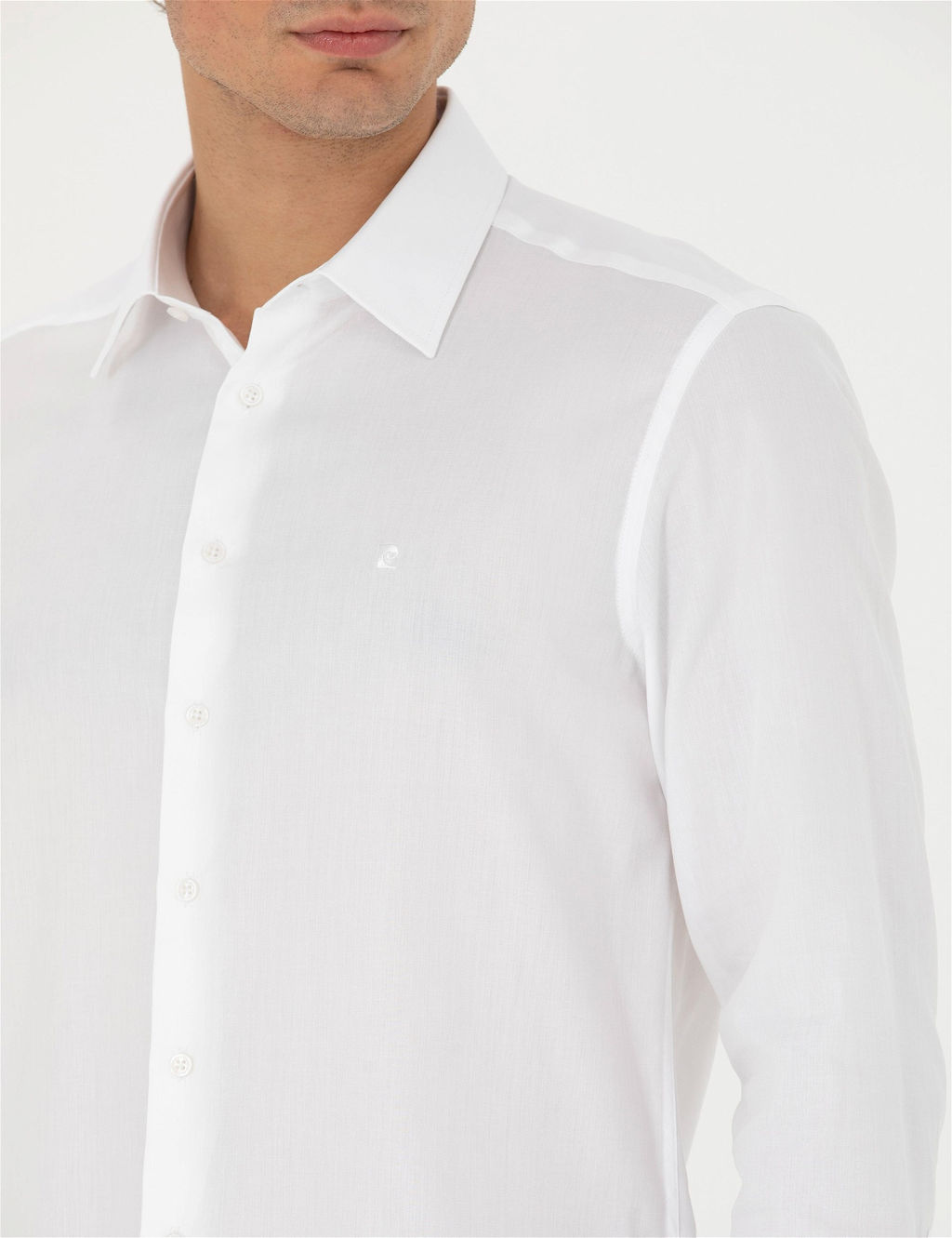 Beyaz Slim Fit Uzun Kollu Basic G_mlek - Pierre cardin фото 7