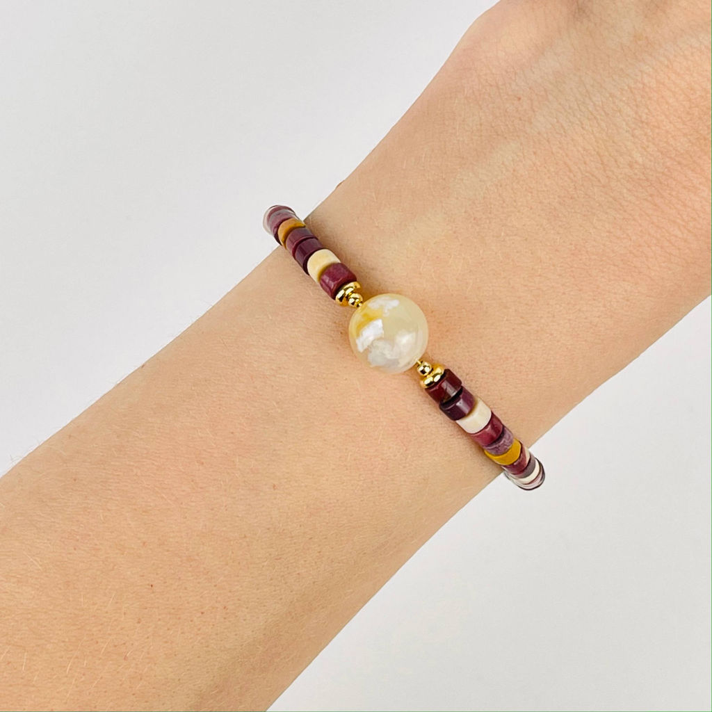 Браслет из Яшмы (Мукаит) и Агата 16,5 см +