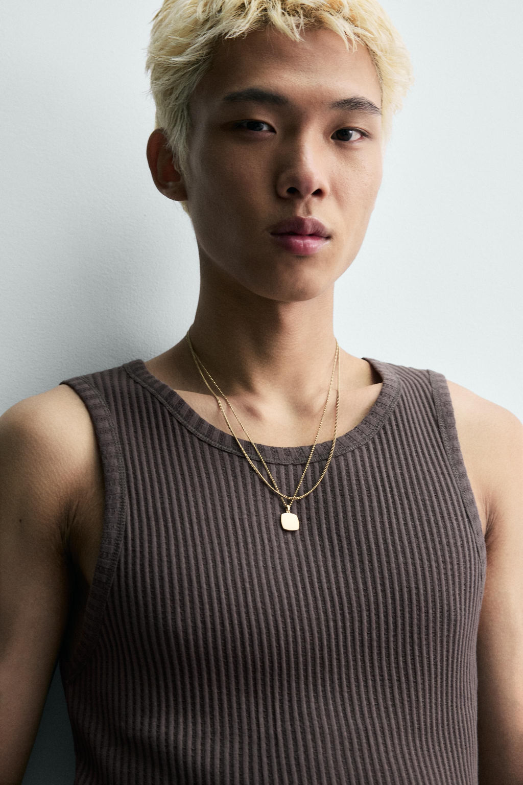 CAMISETA TANK SLIM FIT RIB / Gris oscuro