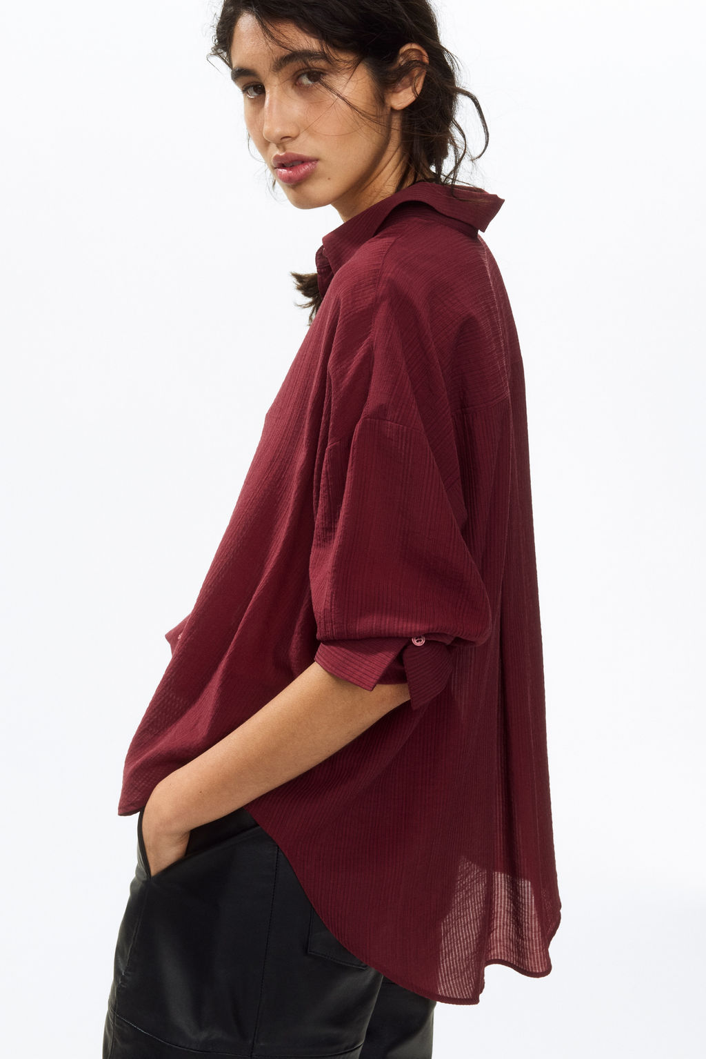 Camisa oversize con efecto arrugado - H&m фото 3