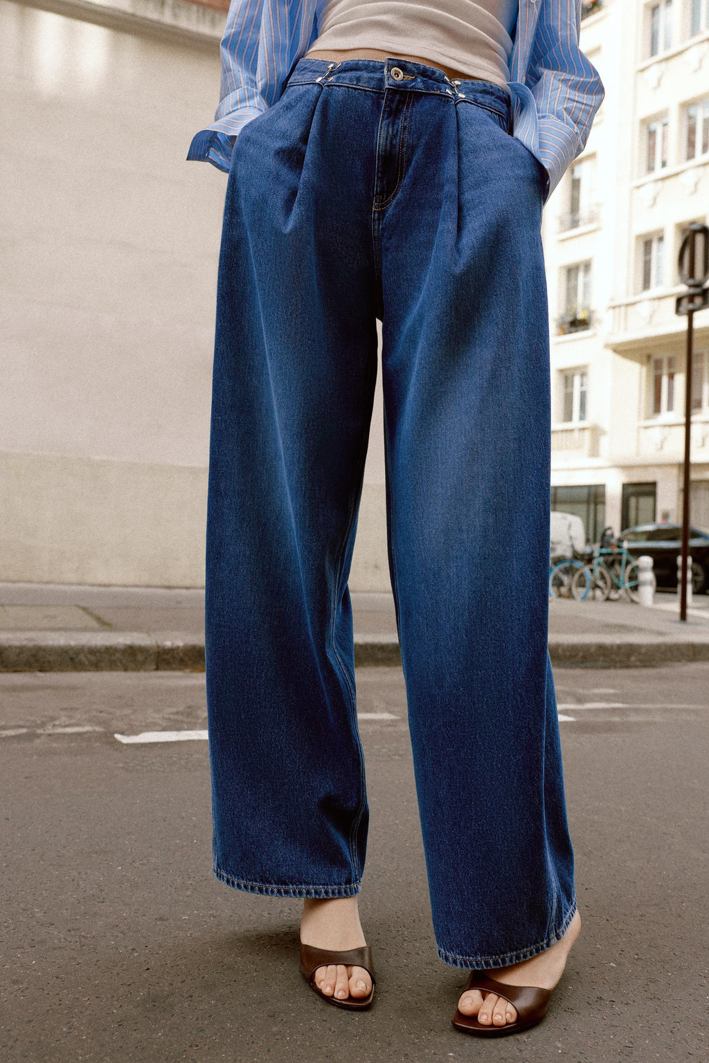JEANS Z1975 LOOSE FIT TIRO ALTO CORCHETES / Azul medio - Zara фото 2