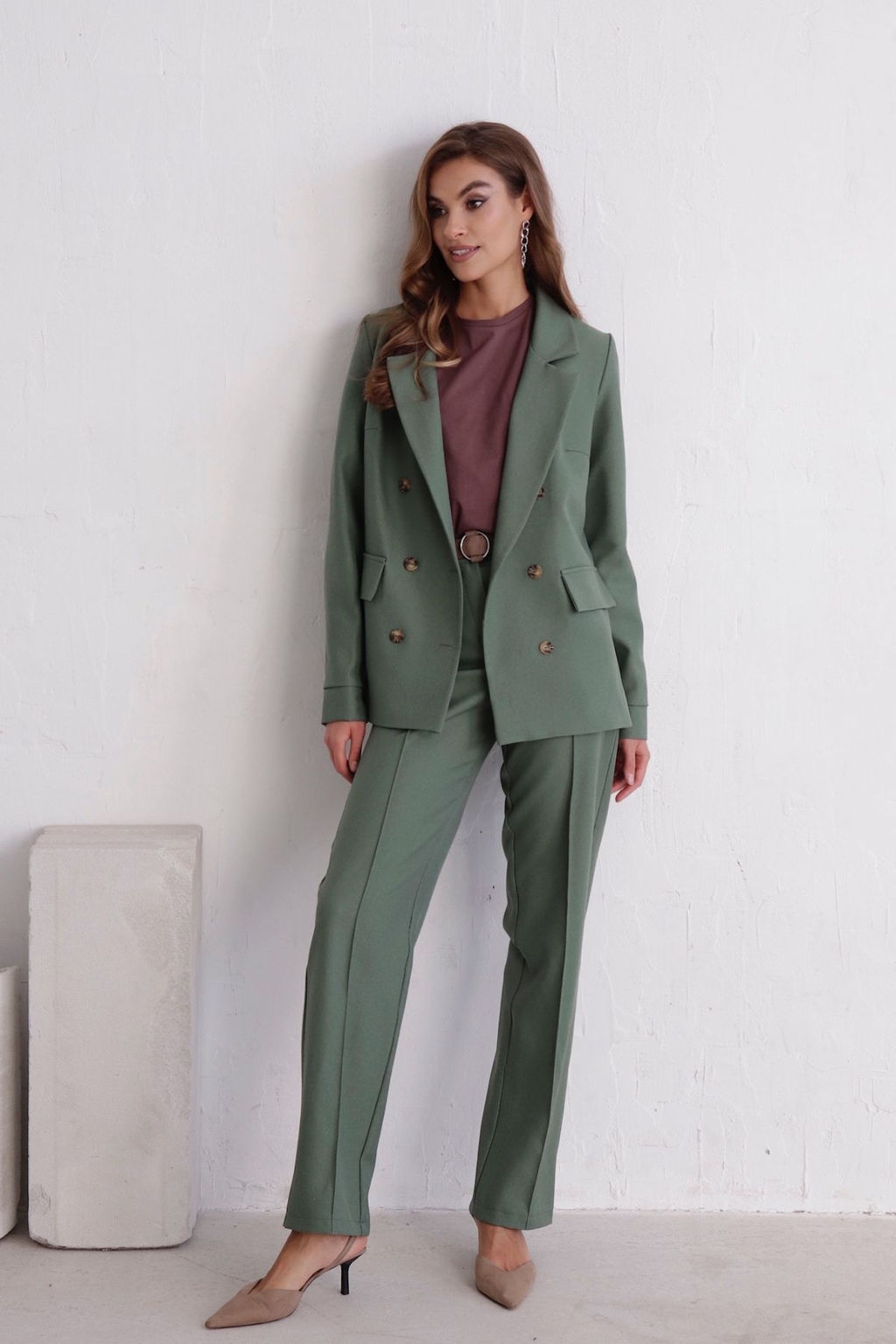 11722 Брюки со стрелками в приглушённом зелёном - Martichelli фото 23