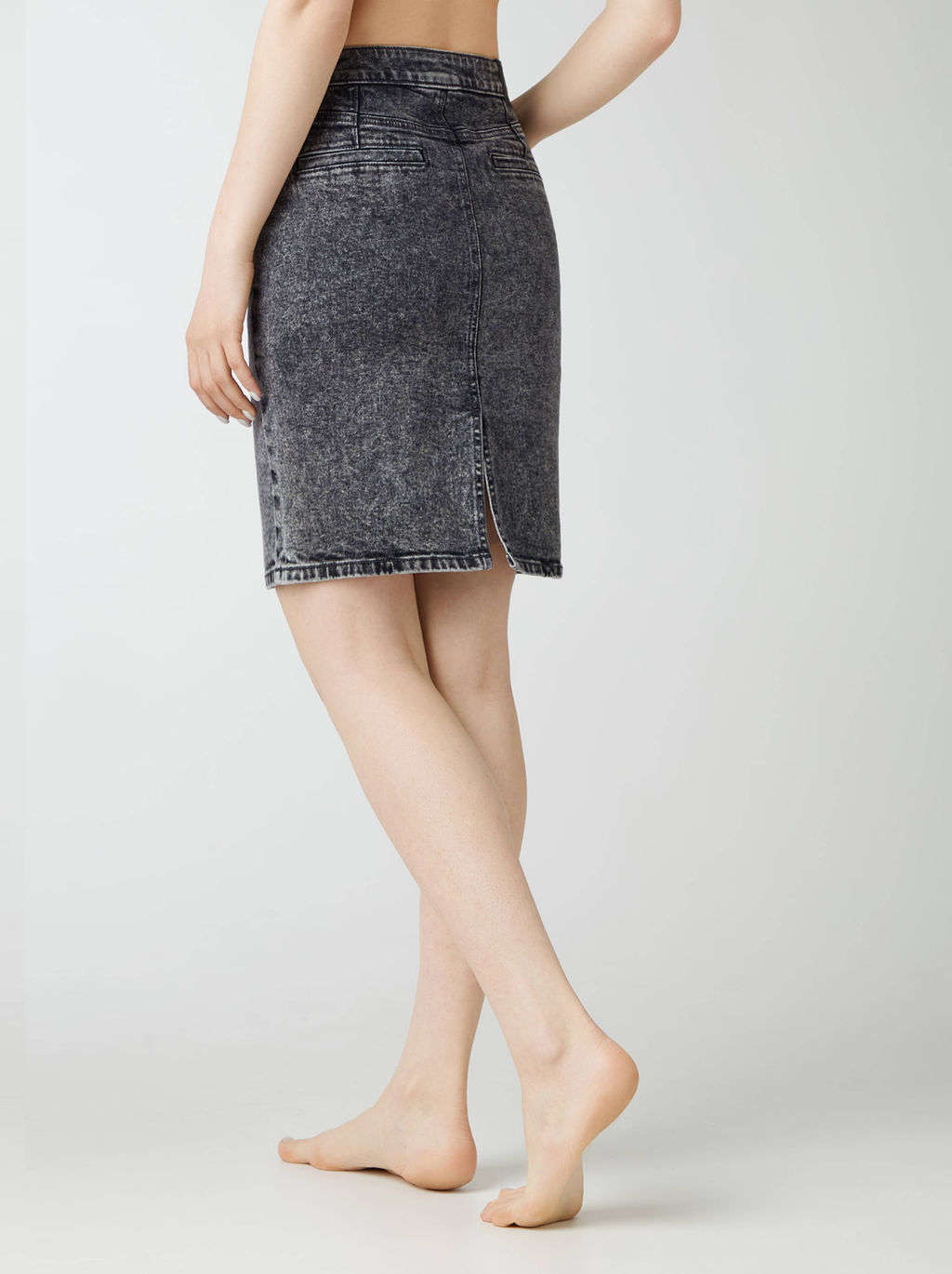 CONTE Джинсовая юбка прямого силуэта CON-385 acid washed grey