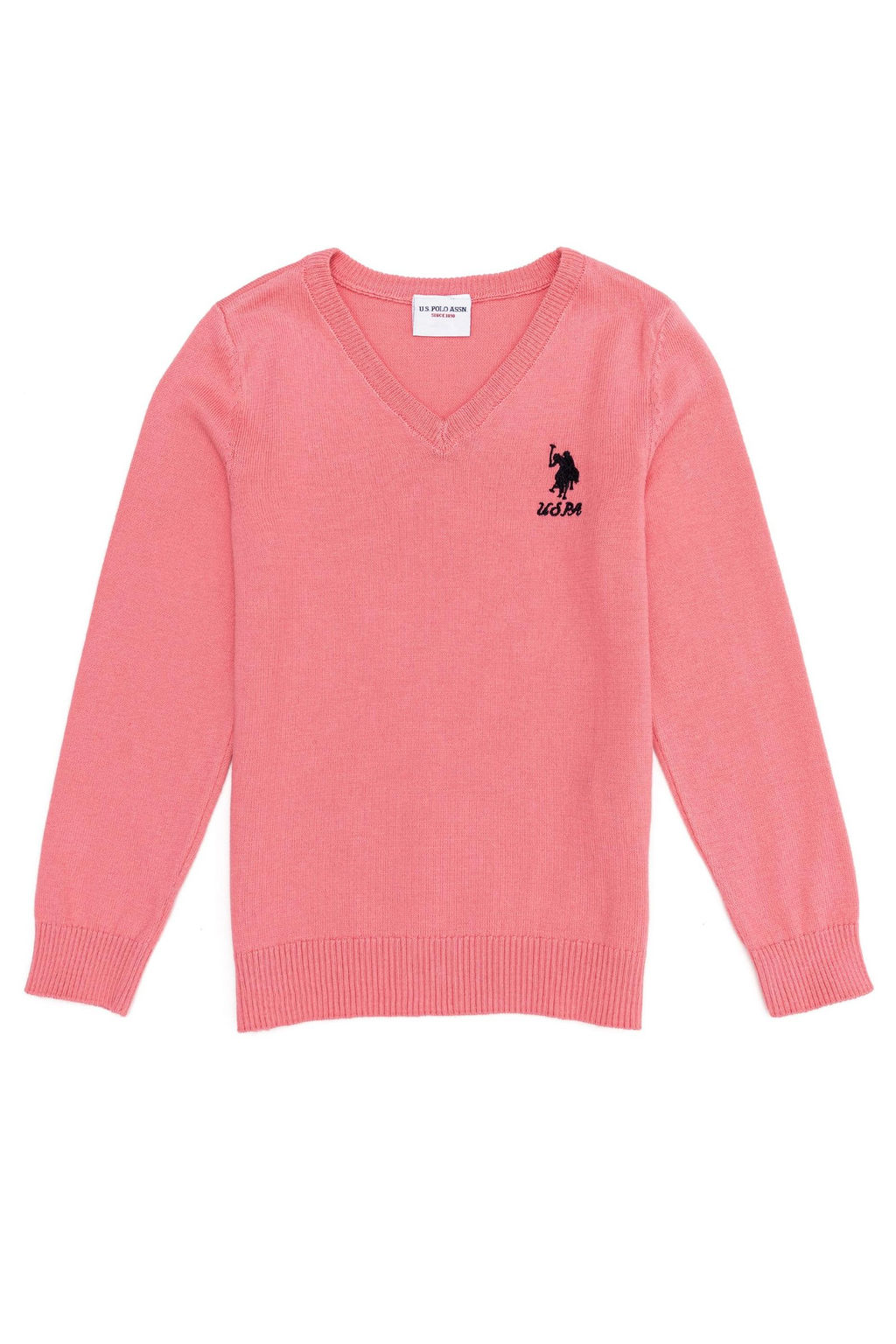 Девушка Светло-розовый с V-образным вырезом Трикотажный свитер Basic - U.s. polo assn фото 4